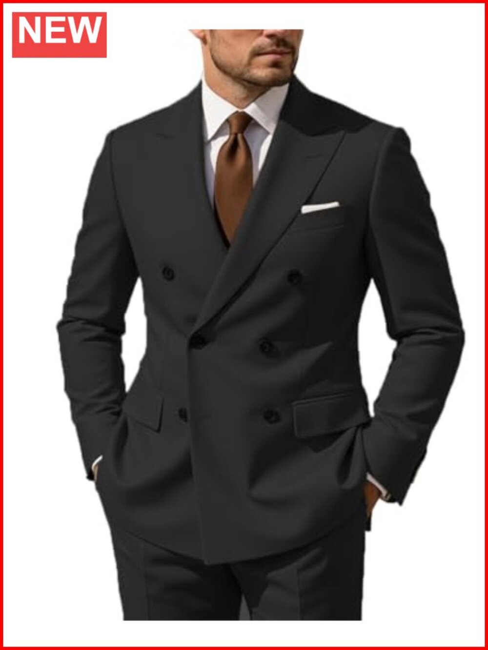 Men's Slim Fit 2 Piece Double Breasted Suit Blazer and Pants Set